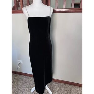Black Velvet Asymmetrical Rhinestone Strap Maxi Dress Formal Gown